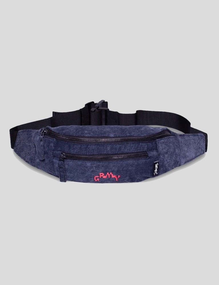 Vários GRIMEY liveution denim fanny pack blk